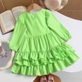 thumbnail image 5 of XEGLSBU Dresses for Girls Size 8-10 Autumn Girls Party Dress Tiered Layered Gown for Celebration with Elegant Flowy Green Size 6-7 Years, 5 of 8