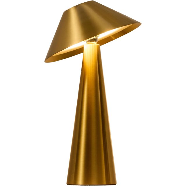 Lámpara de mesa recargable inalámbrica, LED dorada, funciona con pilas, táctil para 3 colores regulables, impermeable IP54 para restaurante, comedor, exterior, patio, exterior