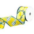 thumbnail image 3 of Gingham Printed Lemons Wired Ribbon, 2-1/2-inch, 10-yard, Light Blue, 3 of 3