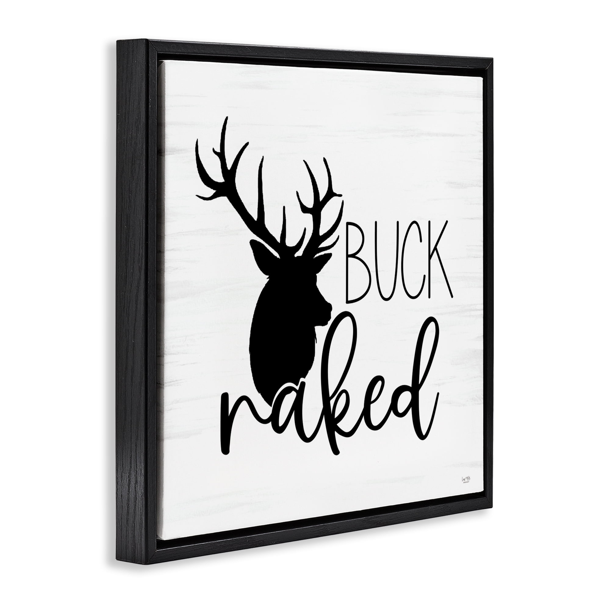 Stupell Industries Buck Naked Silhouette Black Framed Floater Canvas Wall Art, design by Lux + Me Designs