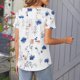 thumbnail image 4 of Mujeres de Verano Tops de Manga Corta Impresa Casual Cuello Redondo Plisado Superior 95% Poliéster 5% Spandex, Blusa de Moda para Todas las Estaciones, 4 of 6