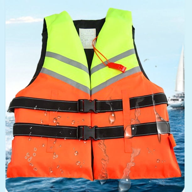 Chaleco Salvavidas Para Adultos, Chaleco Salvavidas De Rescate De Tamaño Ajustable Naranja, Diseño Reflectante Con Silbato Para Deportes Acuáticos