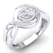 Dazzlingrock Collection 0.45 Carat (Ctw) 14K White Diamond Split Shank Halo Bridal Engagement Ring 1/2 CT, White Gold, Size 10