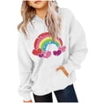 thumbnail image 2 of WQNVRNR Kids Valentine's Day Hoodie- Long Sleeve Heart Fleece-Lined Casual Sweatshirt with Pocket White Size 6, 2 of 6