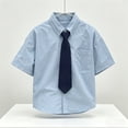 thumbnail image 5 of Gytharion Boys School Uniform Shirts Soild Color Short Sleeve Kids Uniform Shirts Lapel Button Down Shirts,3T-14T, 5 of 5