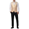 thumbnail image 2 of INSPIRE CHIC Men's Vest Glitter V Neck Sleeveless Metallic Waistcoat Sparkly Formal Party Vest 2XL Golden, 2 of 5