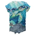 thumbnail image 5 of DDAPJ pyju Novelty Graphic Tees for Women Sea Turtle Print Short Sleeve V Neck T-shirts Summer Casual Beach Vacation Tee Tops Mint Green S, 5 of 6