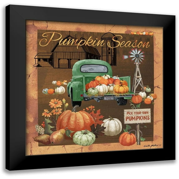 Phillips, Anita 15x15 Black Modern Framed Museum Art Print Titled - Pumpkin Season V