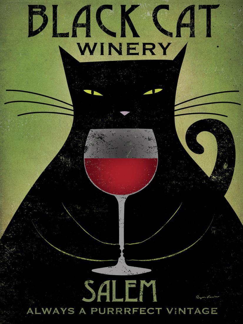 Black Cat Winery Salem Vintage Style Red Wine Advertisement Print Wall