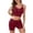 01 Wine, variant on Camisole Shorts Pajamas Sets for Women Sexy Lace Trim Crop Top Summer Ribbed Knit Sleepwear 2 Piece Pjs Lounge Set