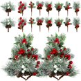 thumbnail image 1 of Picas navideñas artificiales con forma de panel, 48 unidades, bayas de pino nevado, 1 of 6
