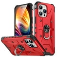 thumbnail image 1 of ELEHOLD for iPhone 14 Pro Armor Case, Military Grade Hard PC Magnetic Built-in Car Mount 360° Rotatable Metal Ring Holder Kickstand Shockproof Multi-Functional Rugged Case, Red, 1 of 8