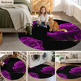 thumbnail image 5 of Round Area Rugs Collection 3.3 Ft, Purple Rose Non-Slip Residential Carpet, Vintage Abstract Garden Flower Floral Black Indoor Crawling Mats Doormat Runner Rugs Play Mat for Bedroom, 5 of 8
