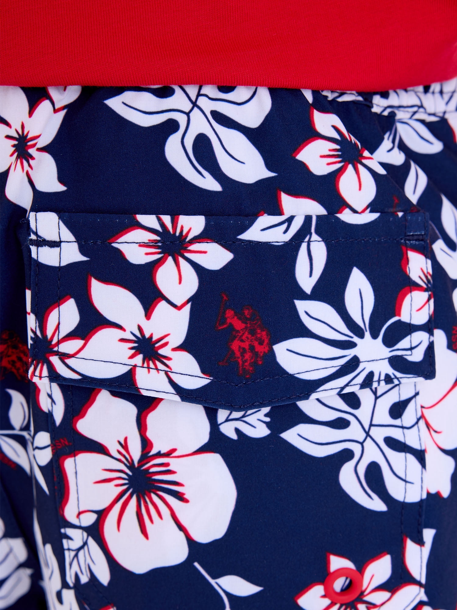 U.S. Polo Assn. Hibiscus Print Swim Short with Brief Liner, Sizes 4-18
