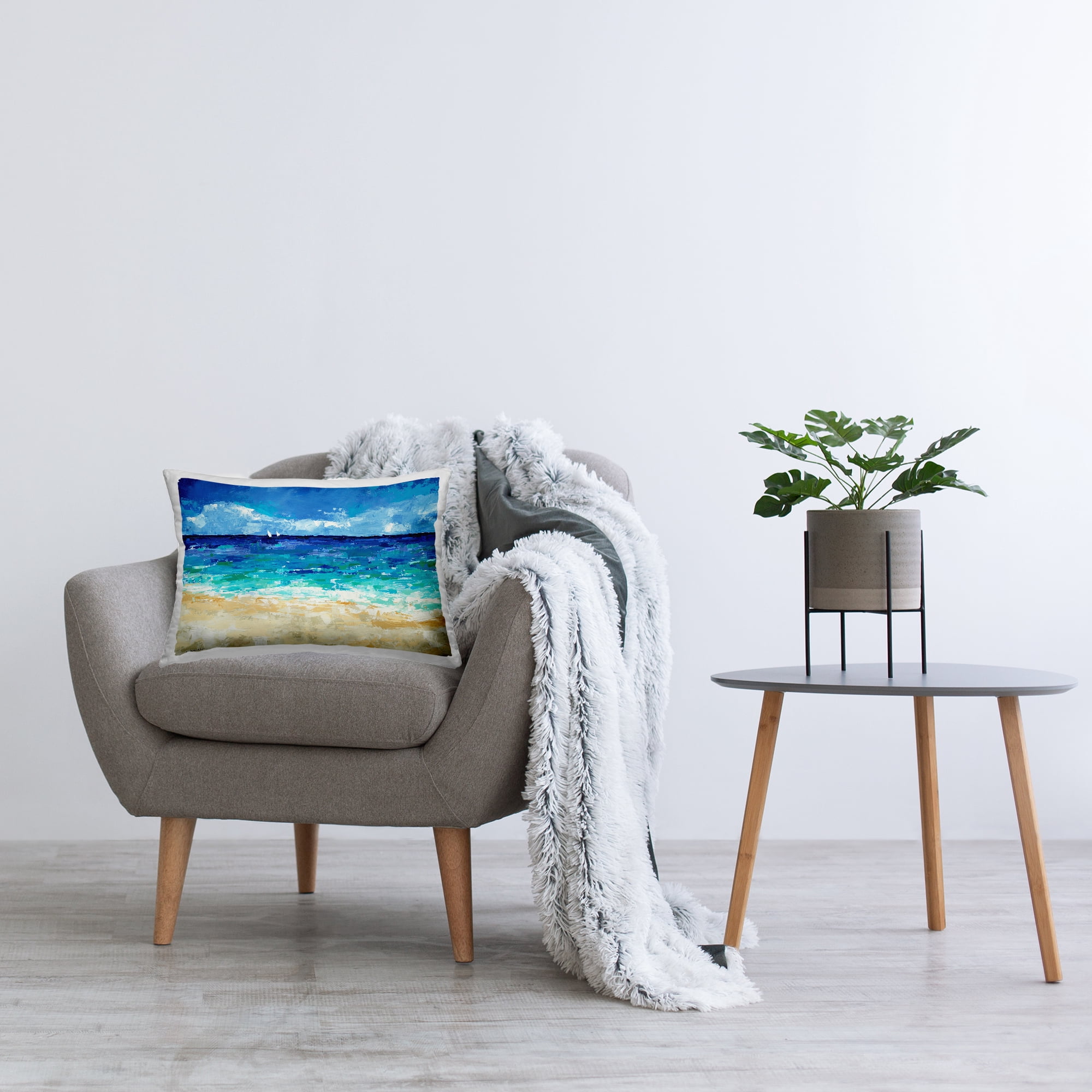 Stupell Industries Abstract Shore Scenery Decorative Printed Throw Pillow, 14 x 20