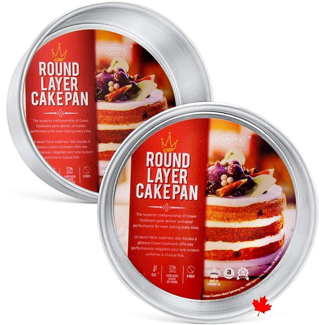 Crown 7 inch Cake Pans, 2" Deep, 2 Pack, Professional Baking Pans, Heavy Duty, Easy Release, Pure Aluminum