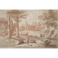 thumbnail image 2 of Abraham Rademaker 24x17 Gold Ornate Framed and Double Matted Museum Art Print Titled - Landscape with Tomb, Ruins, And&nbsp;Figures, 2 of 4