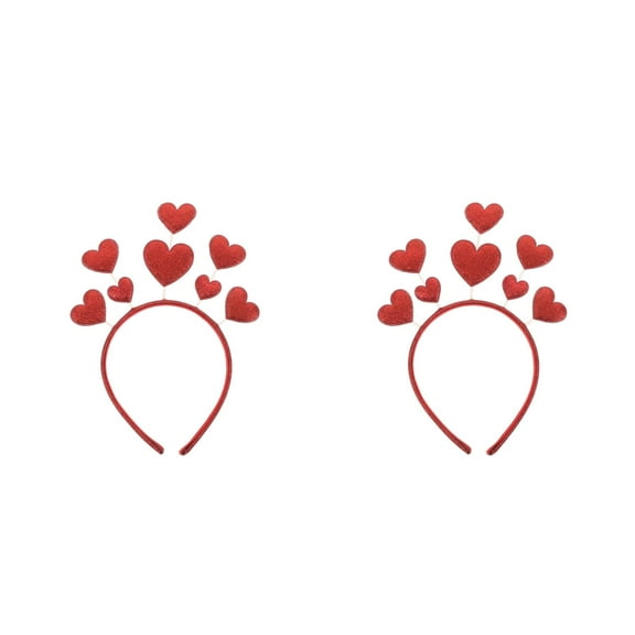 Masteelf 2pcs Valentine's Day Heart Headband Red Glitter Heart Hair Hoop Unique Party Hair Accessory Festive Headpiece for Holiday and Wedding Celebrations