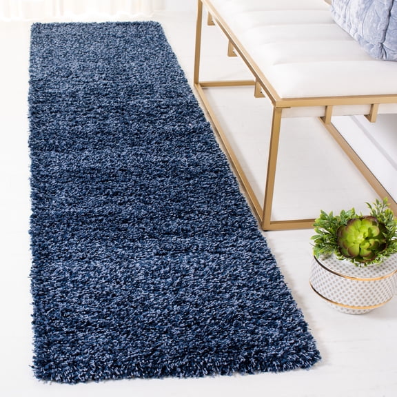SAFAVIEH California Plush Solid Shag Runner Rug, Navy, 2'3" x 21' - Modern Design, Navy, Non-Shedding & Easy Cleaning, Ultra Plush Thick Pile, Ideal for Living Room, Bedroom