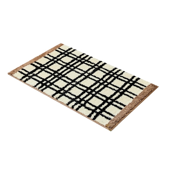 Soft Absorbent Microfiber Bathroom Rugs 16" x 24" Non-Slip Backing Beige Brown Black Fluffy Machine Washable Small Bath Mats