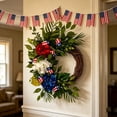 thumbnail image 5 of Independence Day Hydrangea Wreath with Star and Stripe Festive Decorations Hanging Props Ornaments for Door Wall, 5 of 7