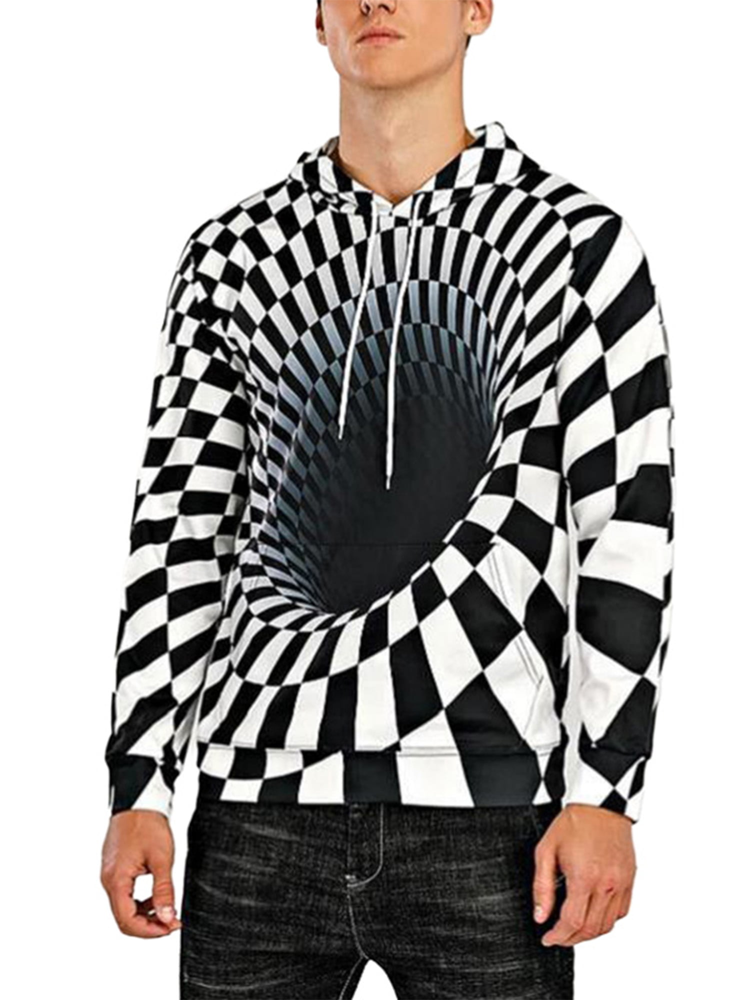 Mens Tops,Mens Autumn Winter 3D Print Long Sleeve Hooded Sweatershirt Top Blouse