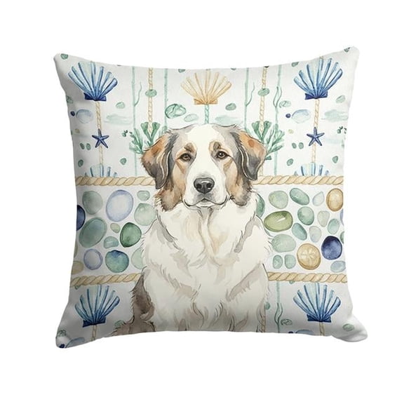 Carolines Treasures WDK7056PW1818 18 x 18 in. Decal Great Pyrenees Coastal Sea Glass Throw Pillow