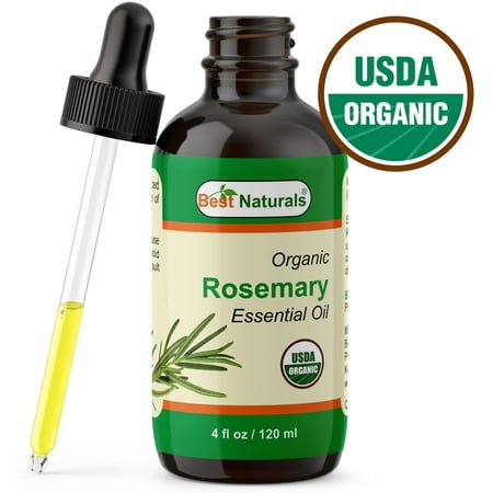 Best Naturals Certified Organic Rosemary Essential Oil with Glass Dropper Rosemary 4 FL OZ (120 (Best Oil For Oil Pulling For Gum Disease)