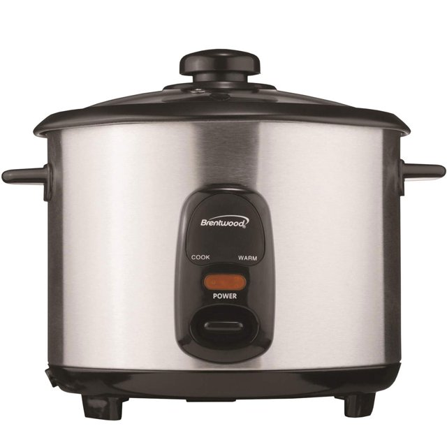 Brentwood TS-15 8 Cup Stainless Steel Rice Cooker with Measuring Cup and Spatula