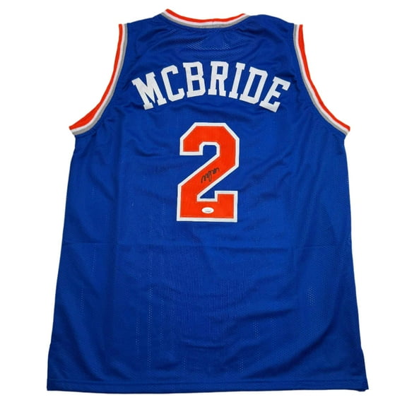 Autographed/Signed Miles Deuce McBride New York Blue Basketball Jersey JSA COA