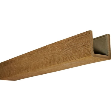Ekena Millwork 8"W x 8"H x 16'L 3-Sided (U-beam) Rough Sawn Endurathane Faux Wood Ceiling Beam, Natural Pine