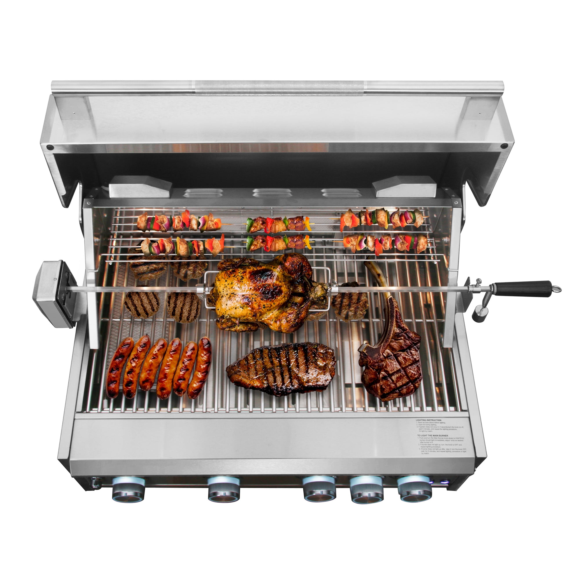 Cosmo 32 in. Built-In 4 Burner Propane Gas Grill with Infrared Rotisserie, Knob LED Lighting in Stainless Steel