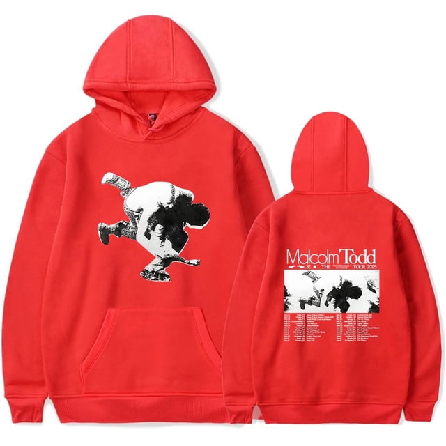 Malcolm Todd 2025 Tour Merch Chandails à Capuchon Femmes Hommes Chandail en Molleton Décontracté à Manches Longues Vêtements de Mode, tTP, Rouge