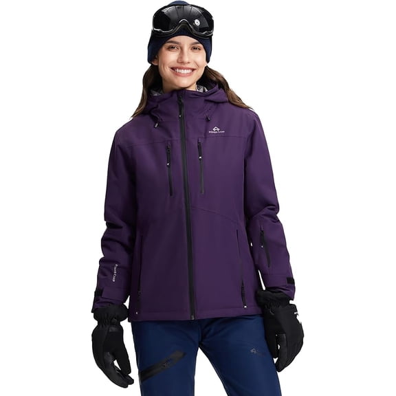 Pioneer Camp Women‘s 15k Waterproof Ski Jacket, Insulated Winter Snow Coat with 7 Pockets