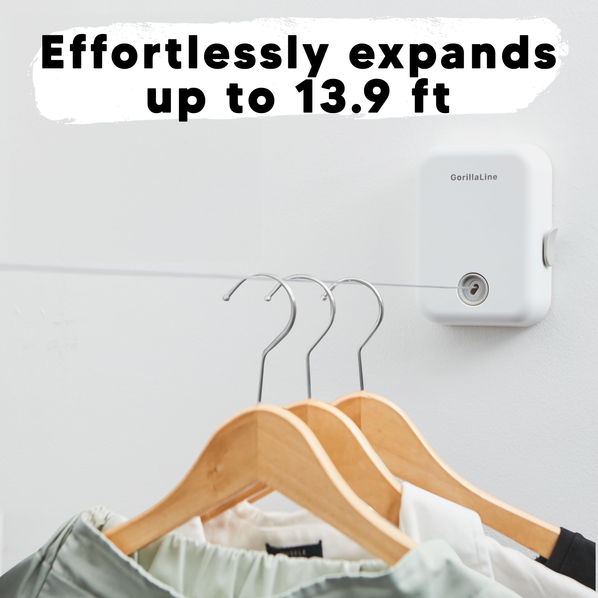 GorillaLine - Retractable Clothesline Indoor Outdoor Clothes Line | Heavy Duty Clothes Drying Laundry Line | Wall Mounted Drying Rack Clothing Line
