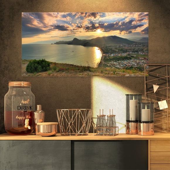 Seashore from Top of the Hill - Modern Seascape Canvas Artwork