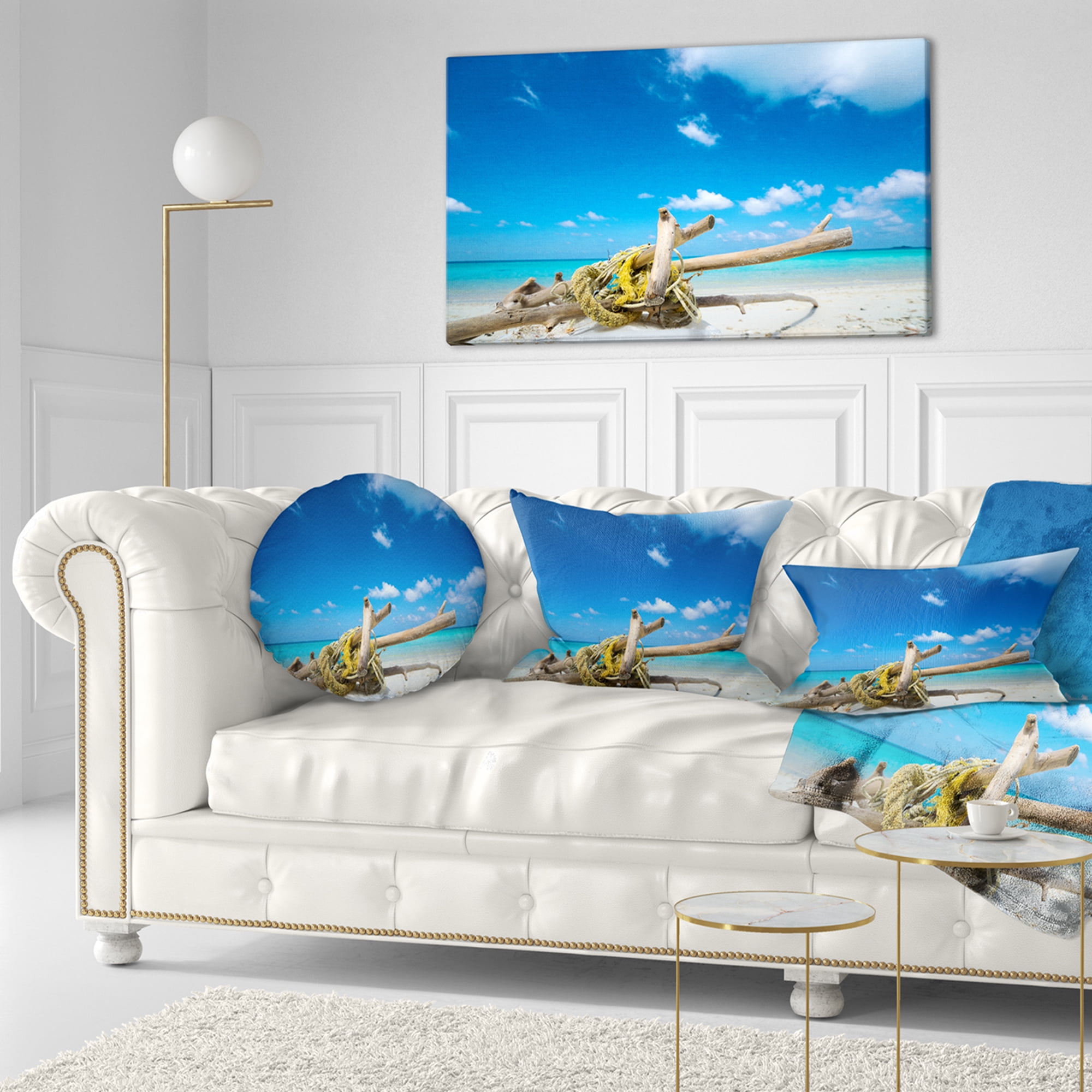 Designart 12" x 20" Blue Polyester Throw Pillow