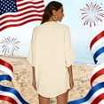 thumbnail image 5 of JULMCOMO 4th of July Lightweight Cardigans for Women Red White Blue Half Sleeve Patriotic Kimono Cover Ups Summer Tops Khaki S, 5 of 6