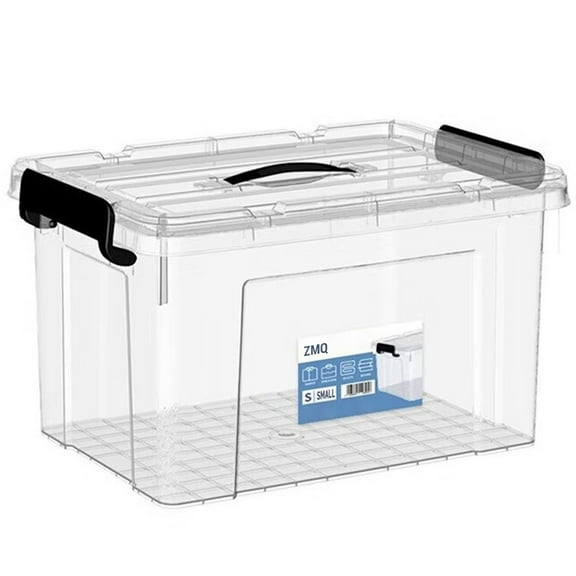 ZMQ Bins, not of metal, Large Clear Plastic Storage Bins with Lids, 66 Quart, Blue Latch - Stackable Container Boxes