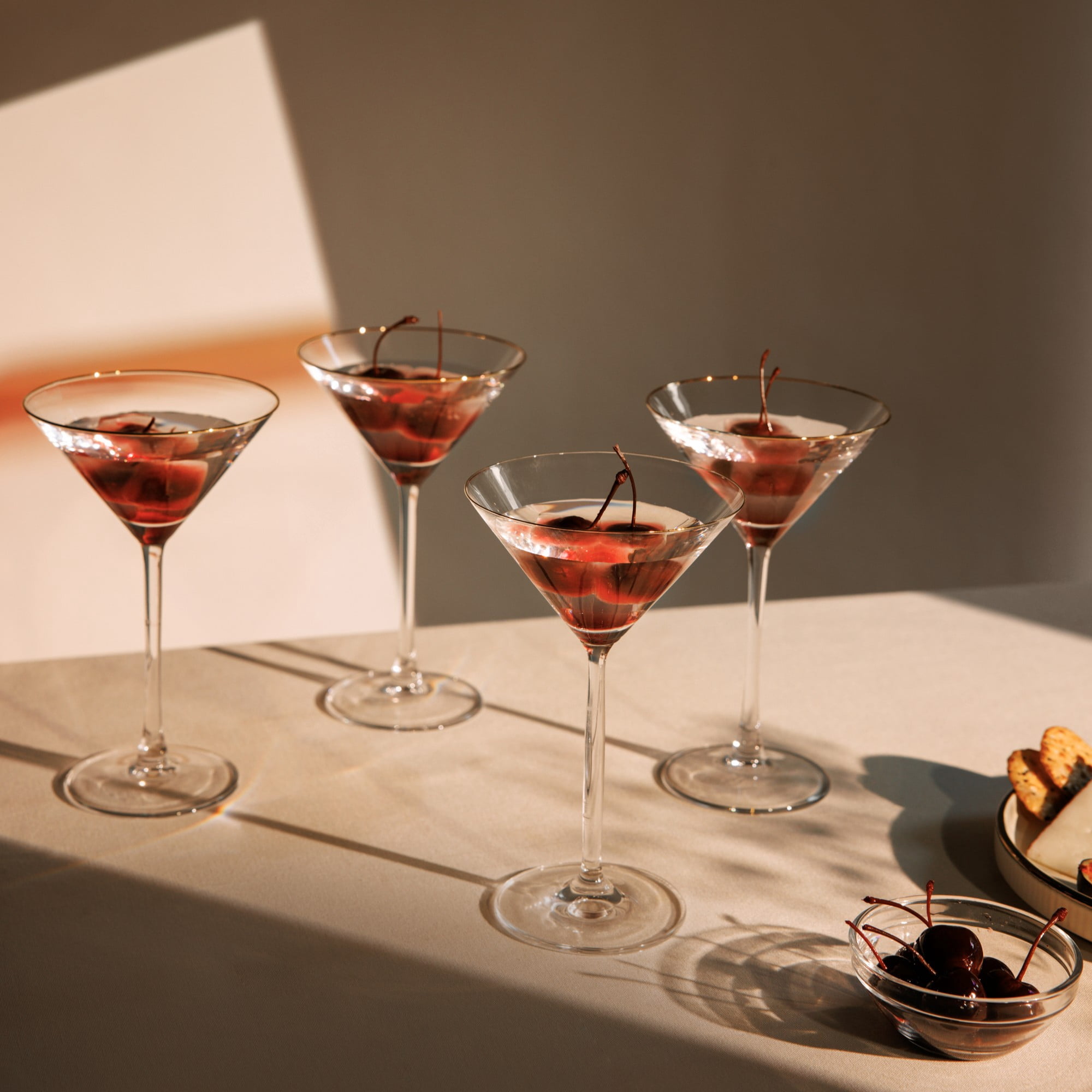 Thyme & Table 7 fl oz Clear Martini Glass with Gold Rim, Set of 4
