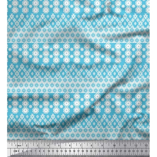 Soimoi Polyester Crepe Fabric Artistic Floral Printed Fabric 1 Yard 42 Inch Wide