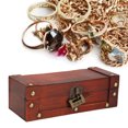 thumbnail image 4 of Wooden Storage Box, Sturdy Practical Decorative Alloy Buckle Retro Storage Box With Lock For Necklace For Jewelry Store, 4 of 8