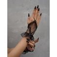 thumbnail image 3 of CoCozhu Women's Floral Lace Bow Front Short Wrist Cuff Wedding Wrist Length Bridal Prom Gloves, 3 of 7