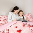 thumbnail image 4 of Manfei Romantic Loves Pattern Twin Comforter Sets,Cute Red Bow Bedding Set,Pink Reversible,2-Piece,1 Comforter and 1 Pillowcase, 4 of 7
