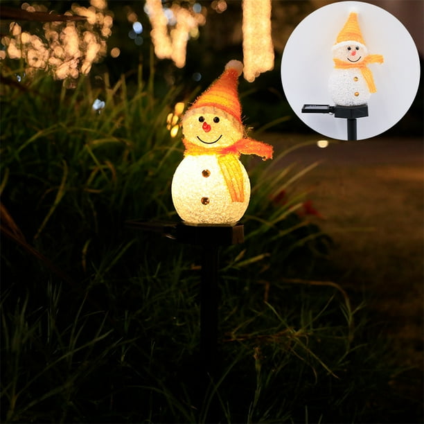 Lámpara de suelo decorativa navideña con forma de muñeco de nieve solar para exteriores, resistente al agua, para paisaje y patio