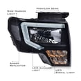 thumbnail image 3 of PIT66 LED Headlight, Fit for Ford F150 2009-2014, Left and Right Driver & Passenger Smoky lens Black Housing Clear Refle, 3 of 9