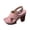 Pink, variant on Solid Color Wrap Strap Roman High Heel Sandals for Women Plus Size Chunky Heel Buckle Open Toe Party Shoes