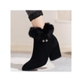 thumbnail image 5 of Frontwalk Women Dress Boot Casual Ankle Boots Comfort Winter Shoes Work Anti-Slip Block Heel Booties Ladies Side Zip Plush Line Black 9, 5 of 9