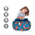 thumbnail image 2 of Cartoon Storage Toy Bag Chair, Fox with Heart and Dots Pattern, Stuffed Animal Organizer Washable Bag, Small Size, Dark Salmon Azure Blue, by Ambesonne, 2 of 3
