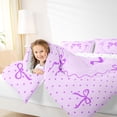 thumbnail image 4 of jejeloiu Purple Loves Pattern Full Size Comforter Sets,Cartoon Cute Bow Bedding Sets For Teens Reversible 3pcs, 4 of 8